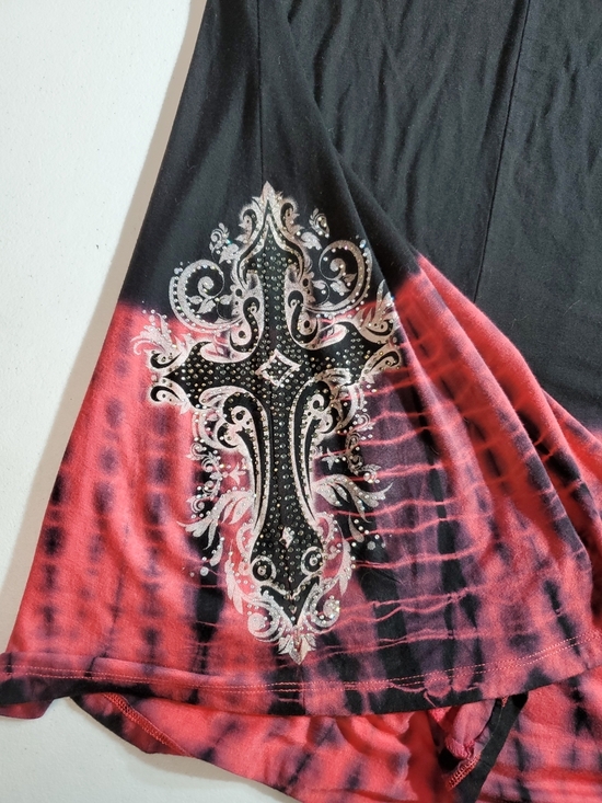 Vocal 3XL Whimsigoth Grunge Black & Tie Dye Pink Cross Tank Tunic Top - Picture 9 of 9